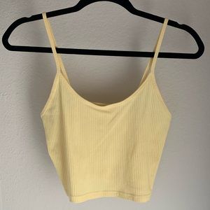 Pacsun Pastel Yellow Ribbed Cropped Tank Top